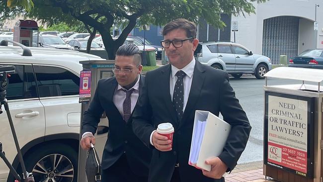 Christos Panagakos (left) with his lawyer Michael Gatenby outside Southport Courthouse. Picture: Lea Emery