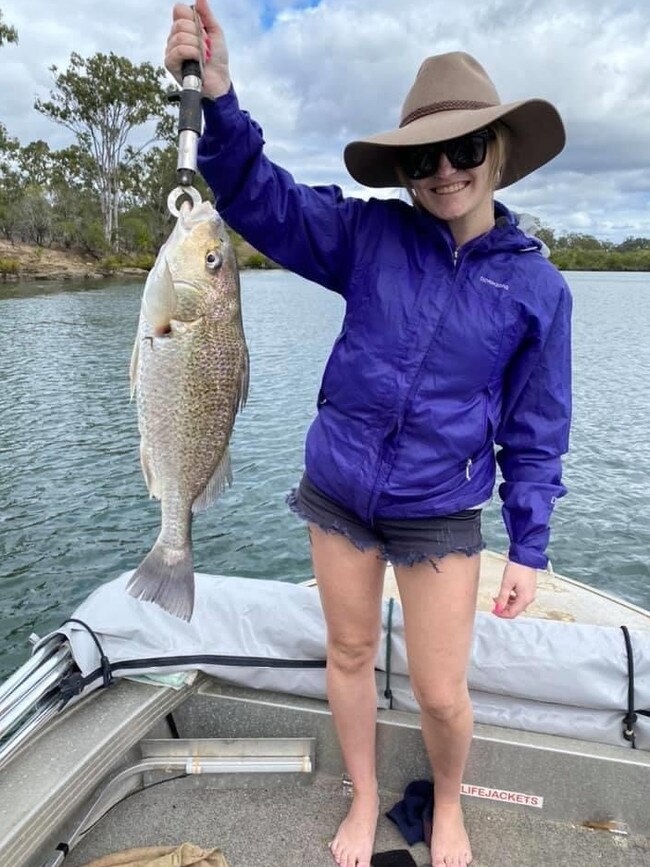 Natalie Curtis with the ripper grunter she caught last weekend. Photo: Contributed