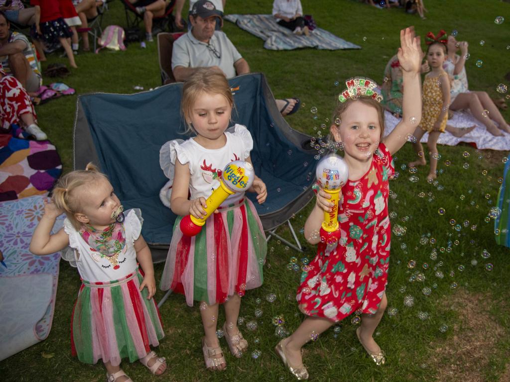 (from left) Rory McEwan, Amarni McEwan and Isla Robotham. Triple M Mayoral Carols by Candlelight. Sunday 8th December, 2024. Picture: Nev Madsen.