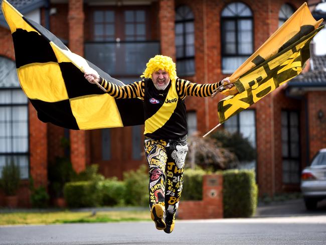 Richmond’s most vocal supporter "Trout” Beattie says the pest who slagged him off when the Tigers played the Cats at Geelong went too far. Picture: Jay Town