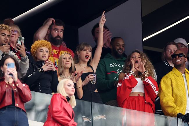 Taylor Swift and Blake Lively at the 2024 Super Bowl. Image credit: Getty Images