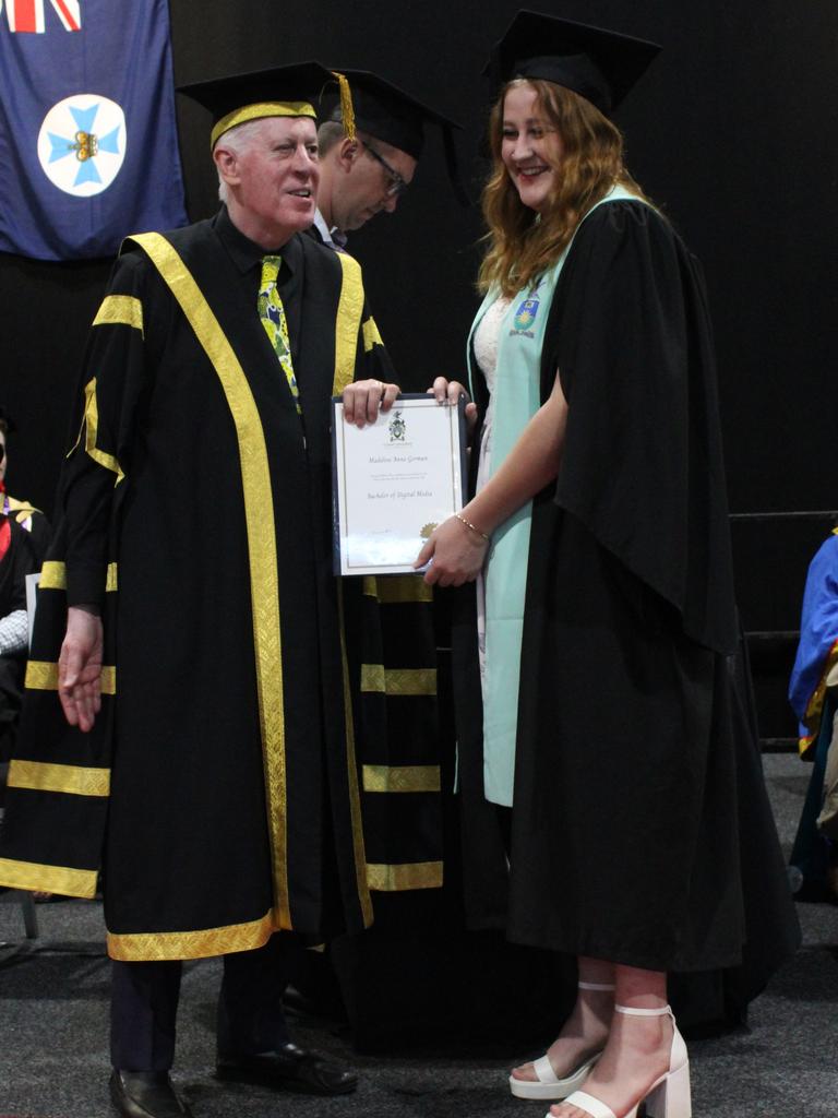 Madeline Gorman graduated with a Bachelor of Digital Media at the CQUniversity graduation ceremony in Bundaberg on December 14, 2023.