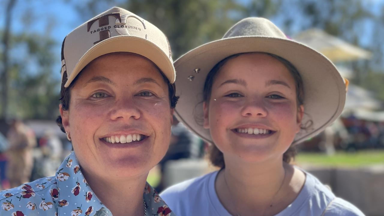 Jess and Ivy Greenhalgh, from Ballina, enjoy day one of the 2024 Gympie Muster, at the Amamoor State Forest on August 22, 2024.