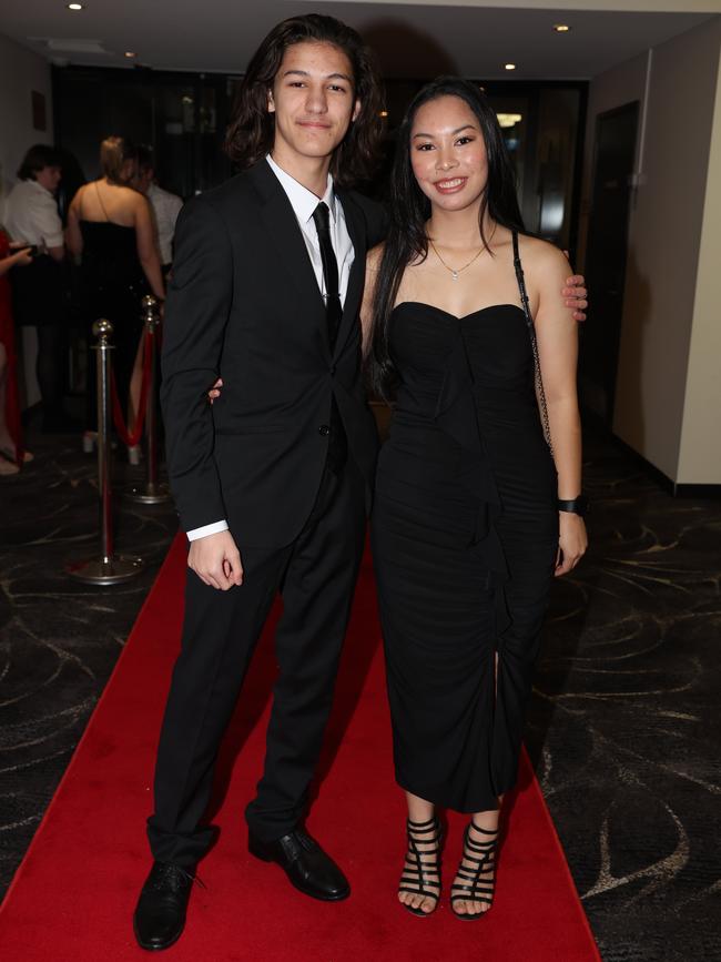 MELBOURNE, AUSTRALIA – JUNE 14 2024 Phoenix Chak and May Krutbangyang attend the Lowanna College Senior Formal 2024 at the Moe Racing Club Picture: Brendan Beckett