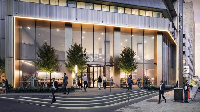 Artist's impression of the new entry to 30 Pirie St. Picture: Supplied by Quintessential