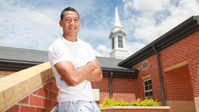 Israel Folau at the Church of Latter day Saints in Karawatha.