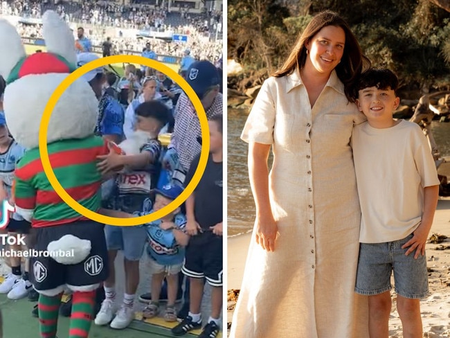 The incident with Reggie Rabbit and Benji with his mum Caroline. Photos: TikTok/Supplied