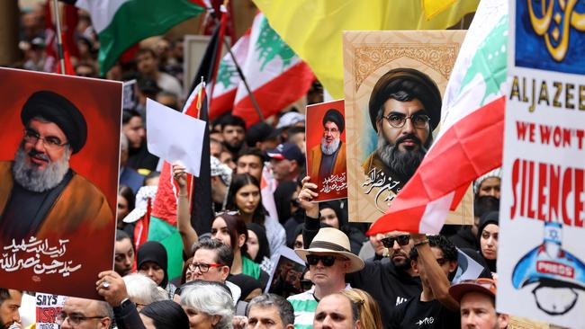 Large rallies were held in both in Sydney and Melbourne following the escalating assault on Lebanon against Hezbollah targets. Picture: NewsWire / Damian Shaw