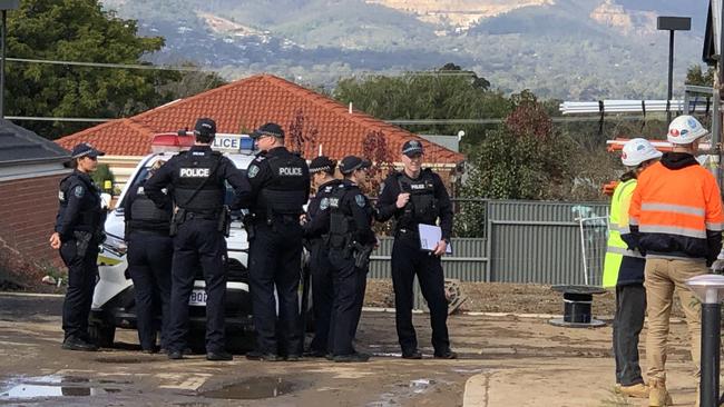 Emergency crews at the scene of a serious workplace accident at Walkerville. Picture: Roy VanDerVegt