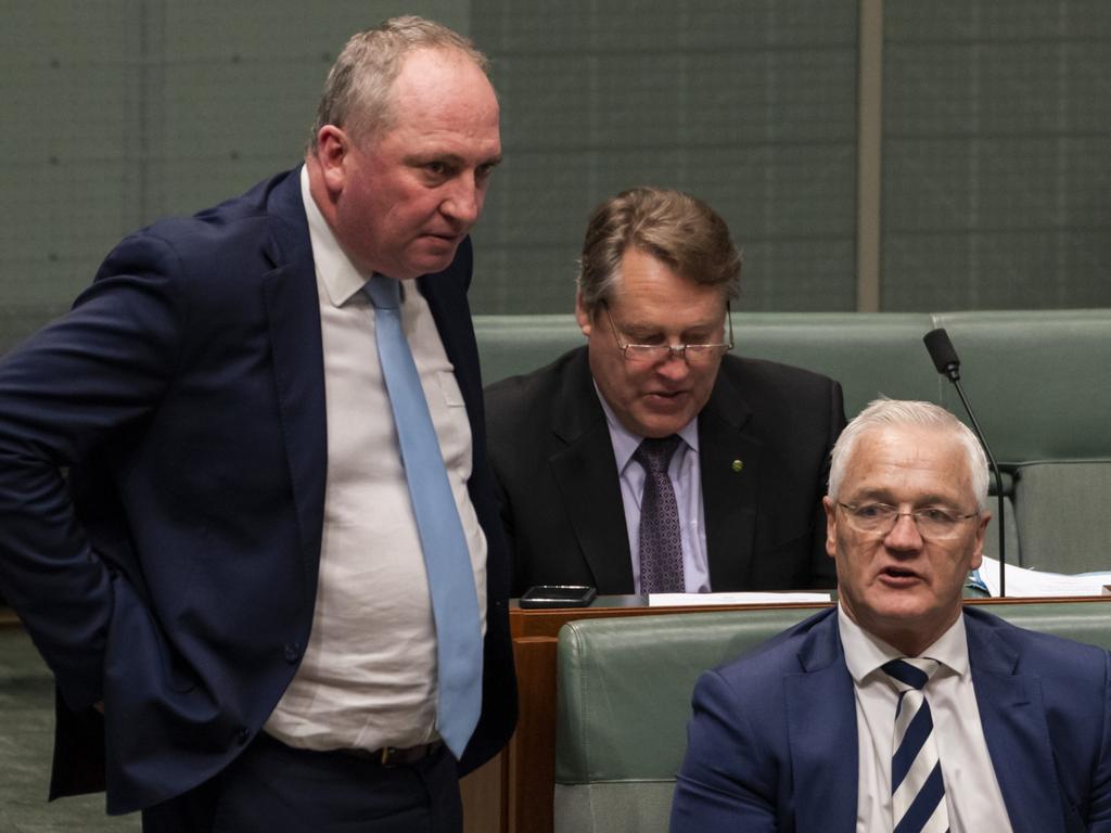 Nationals whip Damian Drum (right), responsible for co-ordinating the party’s vote, brought the Nationals’ attack to the House of Representatives. Picture: NCA NewsWire/Martin Ollman