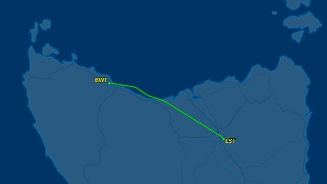 PM's 22-minute flight between Launceston and Burnie. Picture: Flight Tracker