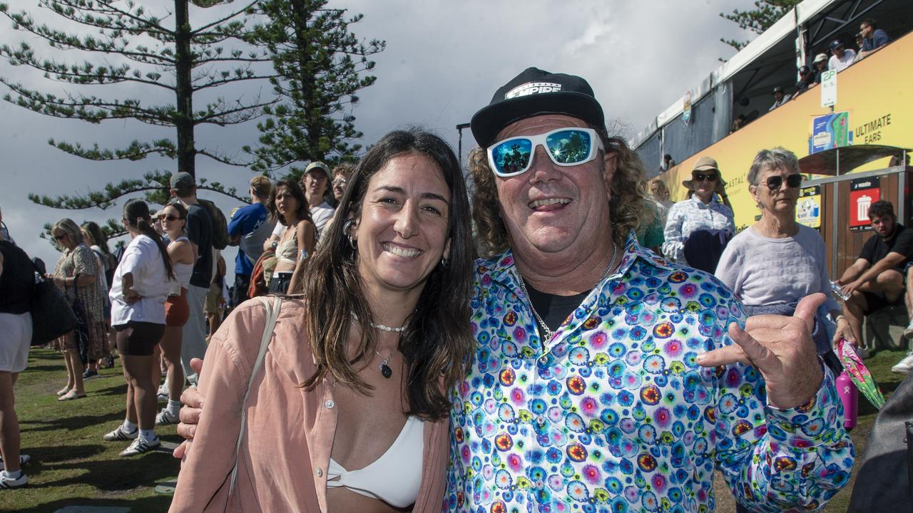 Ines Villadeamigo and Terry A’Tappa Teece in his David Smith at the Gold Coast Pro, Burleigh Heads. Picture: Glenn Campbell