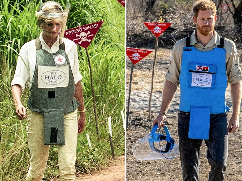 Prince Harry follows in his mother’s footsteps in Angola, clearing mines for the HALO Trust. Picture: The HALO Trust