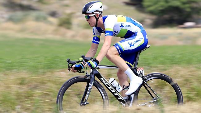  Cameron Meyer working hard during the 2013 Tour de France.