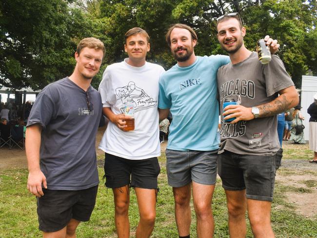 ROC Officer Football Club players: Jake Maxwell-Hough, James Campsell, Beau Anthony and Jesse Douglas at the Alex Scott &amp; Staff Woolamai Cup on Saturday, February 8, 2025. Picture: Jack Colantuono