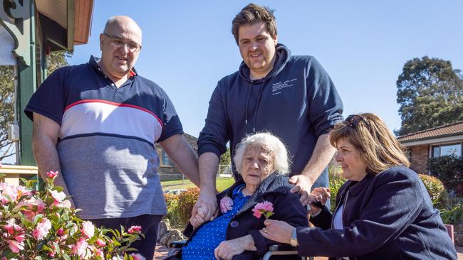 Arthur and Dina Dracopoulos, with their son Kosta and Arthur’s mother Helen, are among the families who have had to face their matriarch moving away after the closure of Bombala’s only aged care home. Picture: David Rogers