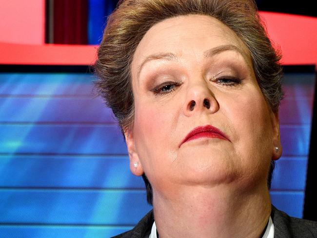 Anne Hegerty (The Governess) is in Melbourne ... on set of The Chase.Picture : Mike Keating.