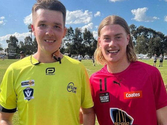 Harley Reid got involved as Bendigo Pioneers' runner. Picture: AFL Victoria