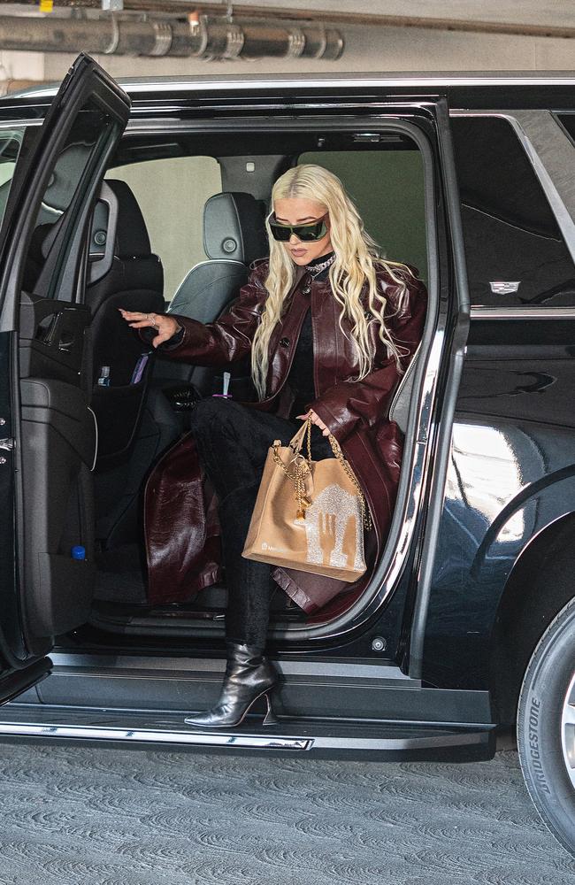 Christina Aguilera arrives at LAX for her flight to Sydney, Australia. Picture: Supplied