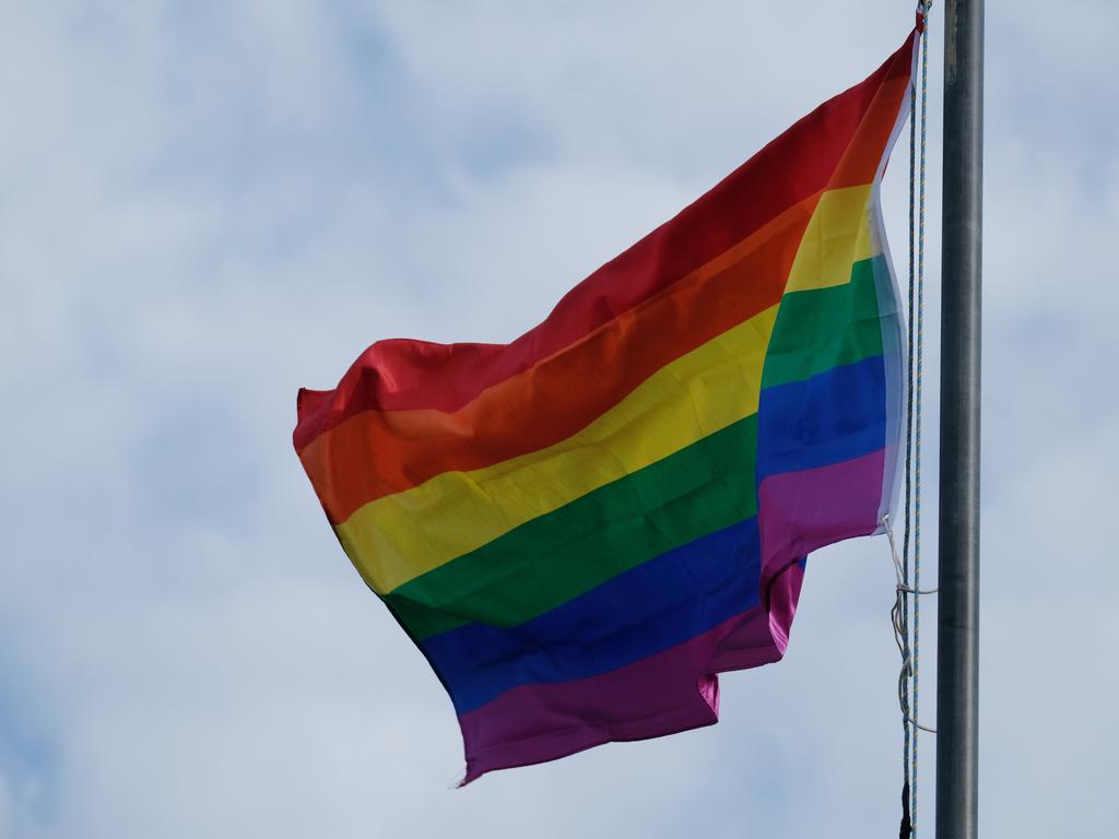 Football Pride Cup: Newtown &amp; Chilwell v Leopold. gay pride flag Picture: Mark Wilson