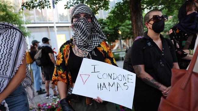 A pro-Palestine activist in New York. Picture: AFP