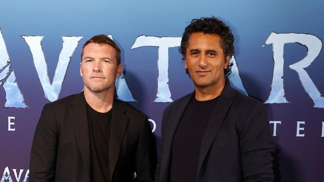 Sam Worthington and Cliff Curtis at a Sydney screening of footage from the Avatar sequel this week. Picture: Jonathan Ng