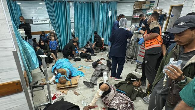 Palestinians injured in Israeli bombardment receive treatment at Kamal Adwan Hospital in the northern Gaza Strip. Picture: AFP/Getty Images