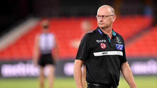 Power coach Ken Hinkley during Port Adelaide’s Round 1 win over Gold Coast. Picture: Darren England (AAP).