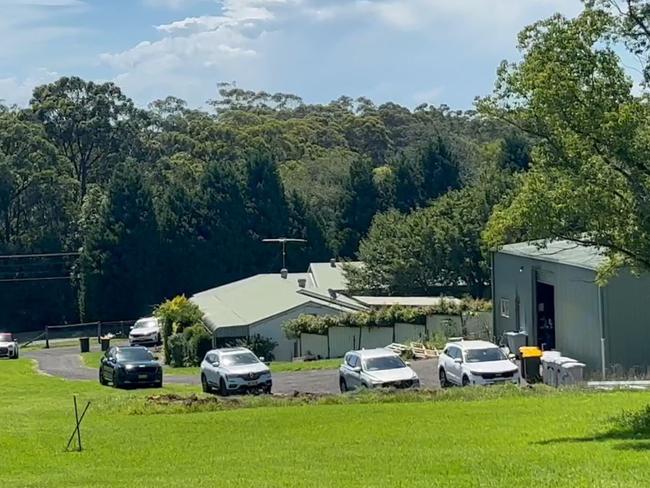 Police searching a dwelling on a property in Dural. Picture: TNV