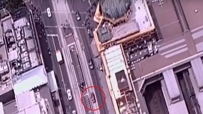 Dimitrious Gargasoulas drove on tram tracks on the wrong side of Flinders St.