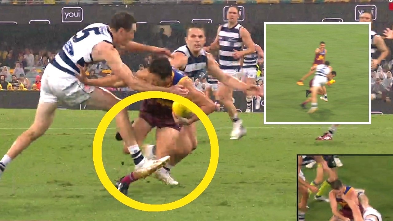 Jeremy Cameron stuck the boot out. Photo: Fox Footy.