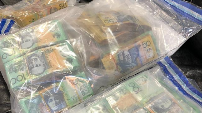 Half a million dollars of cash seized by police in a western suburbs drug sting. Picture: SA Police.