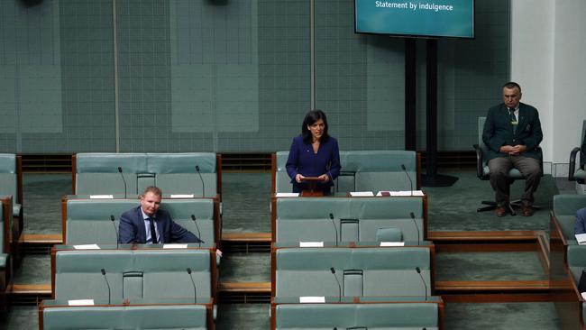 Craig Laundy sat with Julia Banks as she stood in the House of Representatives and resigned as Liberal backbencher to join the Independents. Picture: Gary Ramage