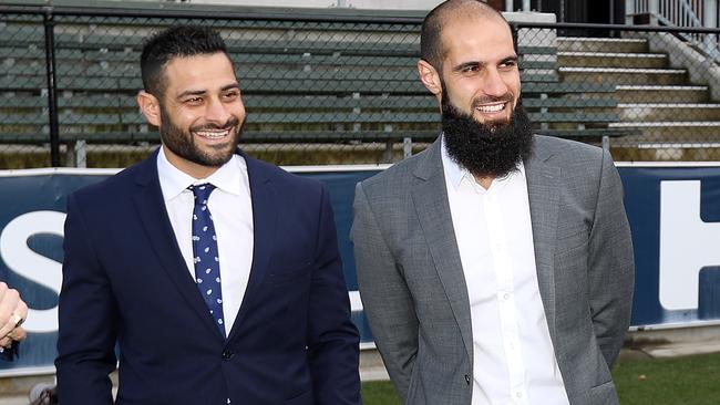 Former AFL diversity manager Ali Fahour with Bachar Houli. Picture: Michael Klein