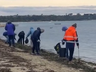 Mornington Peninsula beach clean: Volunteers help clean up  Blairgowrie beach. Picture: supplied