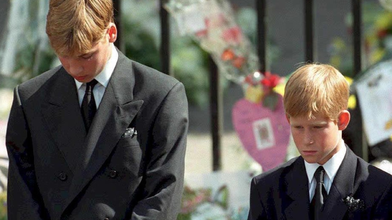 Prince William (left) and Prince Harry, (above) and their mother Princess Diana’s funeral, have carried on her legacy. Picture: Adam Butler/AFP