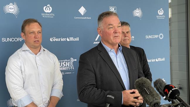 Resources and Critical Minerals Minster Scott Stewart at Friday’s Bush Summit in Townsville. Picture: Paul Brescia