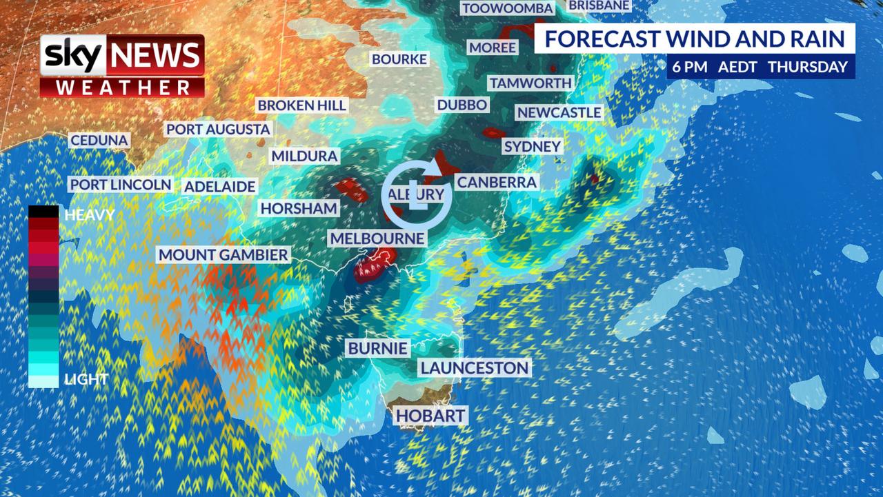 Possibility of supercell storms in Melbourne. Picture: Sky News Weather