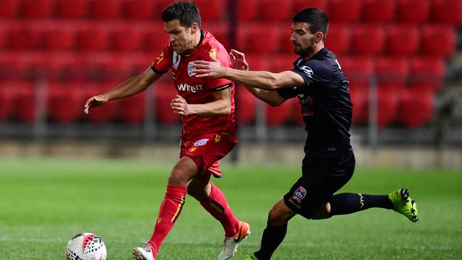 Adelaide United hopes to welcome back German midfielder Mirko Boland from a hamstring injury ahead of back-to-back clashes with Melbourne City. Picture: Mark Brake/Getty Images