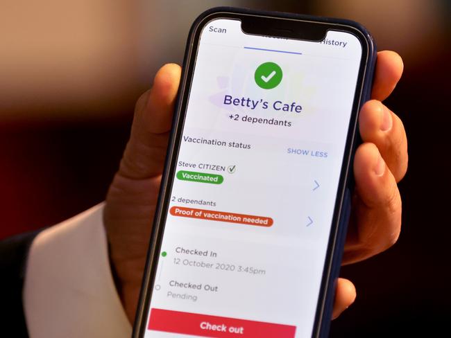 Mr Fuller said people could either download their vaccine passport on the Medicare app or print it off. Picture: NCA NewsWire / Damian Shaw