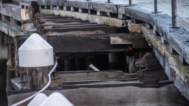 Parts of the damaged 103-year-old pier. Picture: Jason Edwards