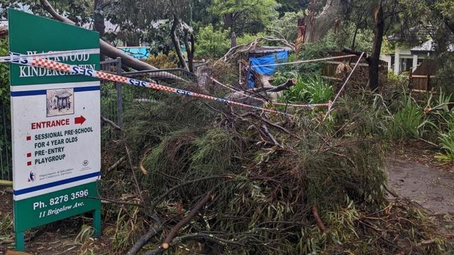 Storm damage at Blackwood Kindergarten. Picture: Craig McLoughlin