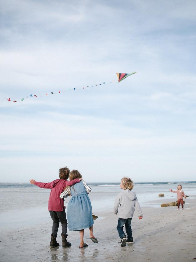 Jodi Wilson's four children, on their travels around Australia. They now live in Tasmania. Picture: Jodi Wilson