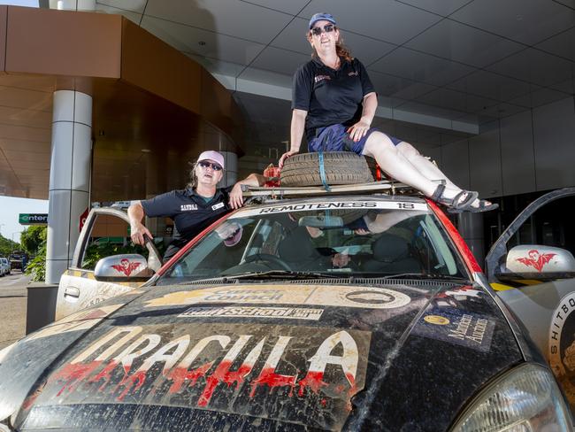 From Gippsland VIC, Sandra Tozer and Pauline Murcott travelled 3342kms in a 2007 Kia Rio donated by Townsend Nursery. The pair said everyone doubted they would make it. Picture: Floss Adams.