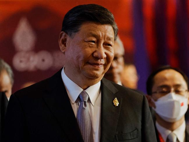 China's President Xi Jinping looks on as he attends a session during the G20 Summit in Nusa Dua on the Indonesian resort island of Bali on November 16, 2022. (Photo by WILLY KURNIAWAN / POOL / AFP)