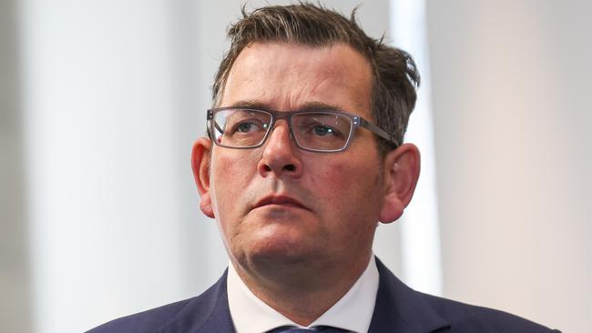 Daniel Andrews wouldn’t speak about hotel quarantine policy choices. Picture: Brendan Beckett