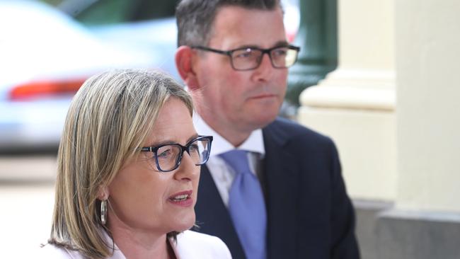 MELBOURNE, AUSTRALIA - NewsWire Photos, DECEMBER 5, 2022. Victorian Premier Daniel Andrews and deputy Premier Jacinta Allan, hold a press conference after the swearing in of his government at Government House in Melbourne. Picture: NCA NewsWire / David Crosling