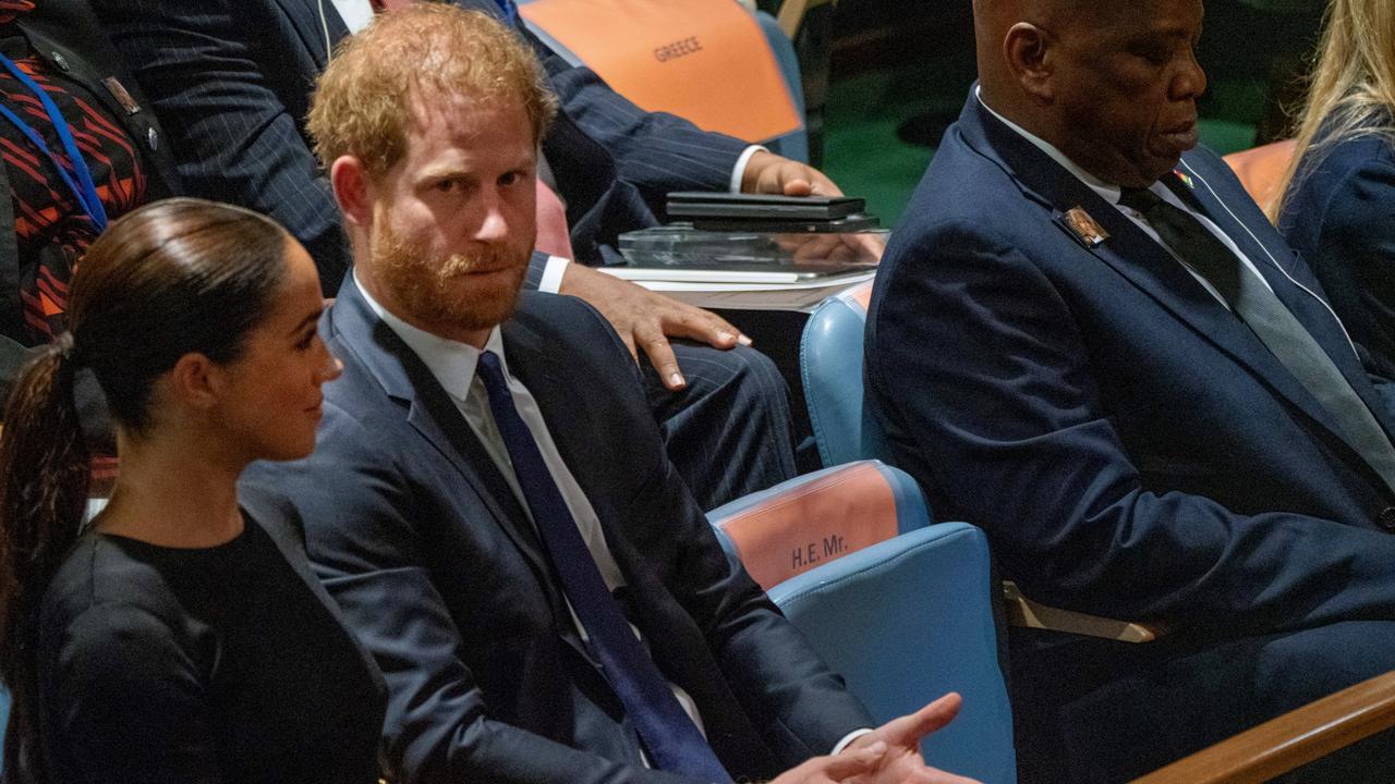 Prince Harry and Meghan Markle at the United Nations General Assembly on Nelson Mandela International Day. Picture: David Dee Delgado/Getty Images