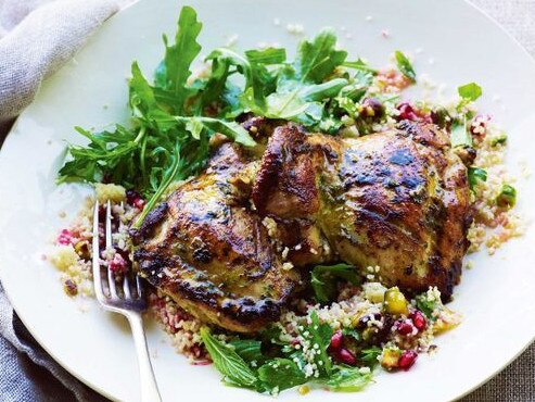 Barbecue chicken chermoula with couscous.