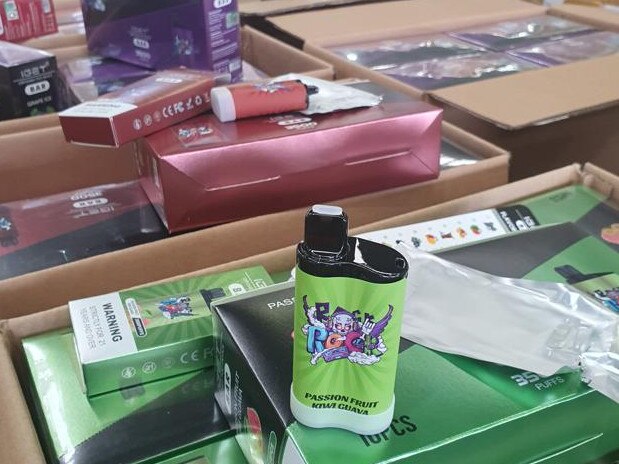 Illegal vapes seized by Australia Federal Police. Picture: AFP